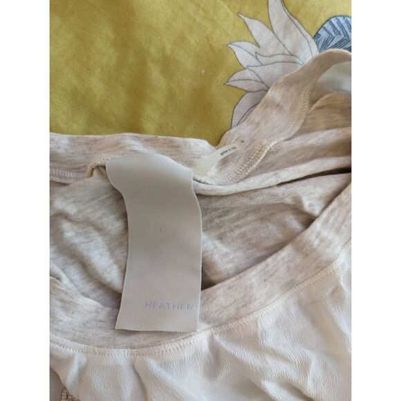 HEATHER ivory silk and knit t shirt with beaded birds sz s euc - Picture 4 of 7